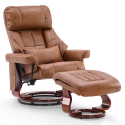 Recline Chair With Ottoman Vibration Massage 360° Swivel