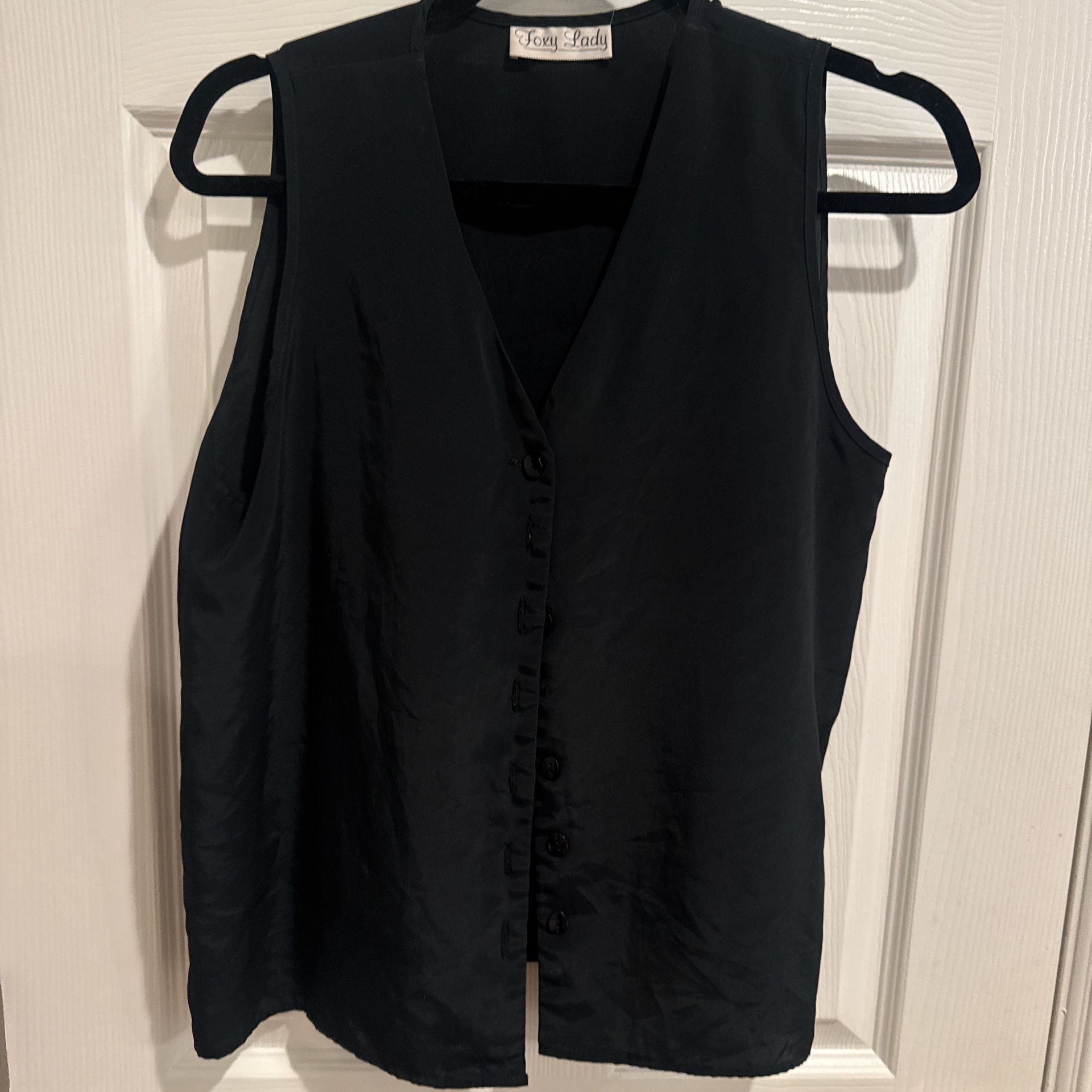 Satin Black Vest Button Up