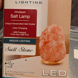 Patriot Lighting Himalayan Salt Lamp Color Changing USB Wood Base New In Box