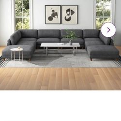 6 Or 8 piece Gray Sectional Couch / Sofa / Futon