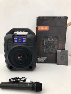 EARISE T26 RGB Portable Bluetooth PA Speaker System, Karaoke Machine Set With Microphone, Charger, Box, and Manual