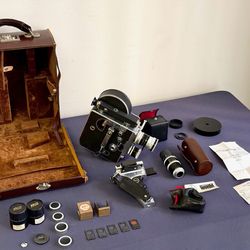 Paillard Bolex H16 Non-Reflex Camera w 4 Switar Lenses, Accessories, Case -in Good Condition