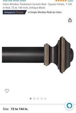 Curtain Rod 72” To 144” Antique Black