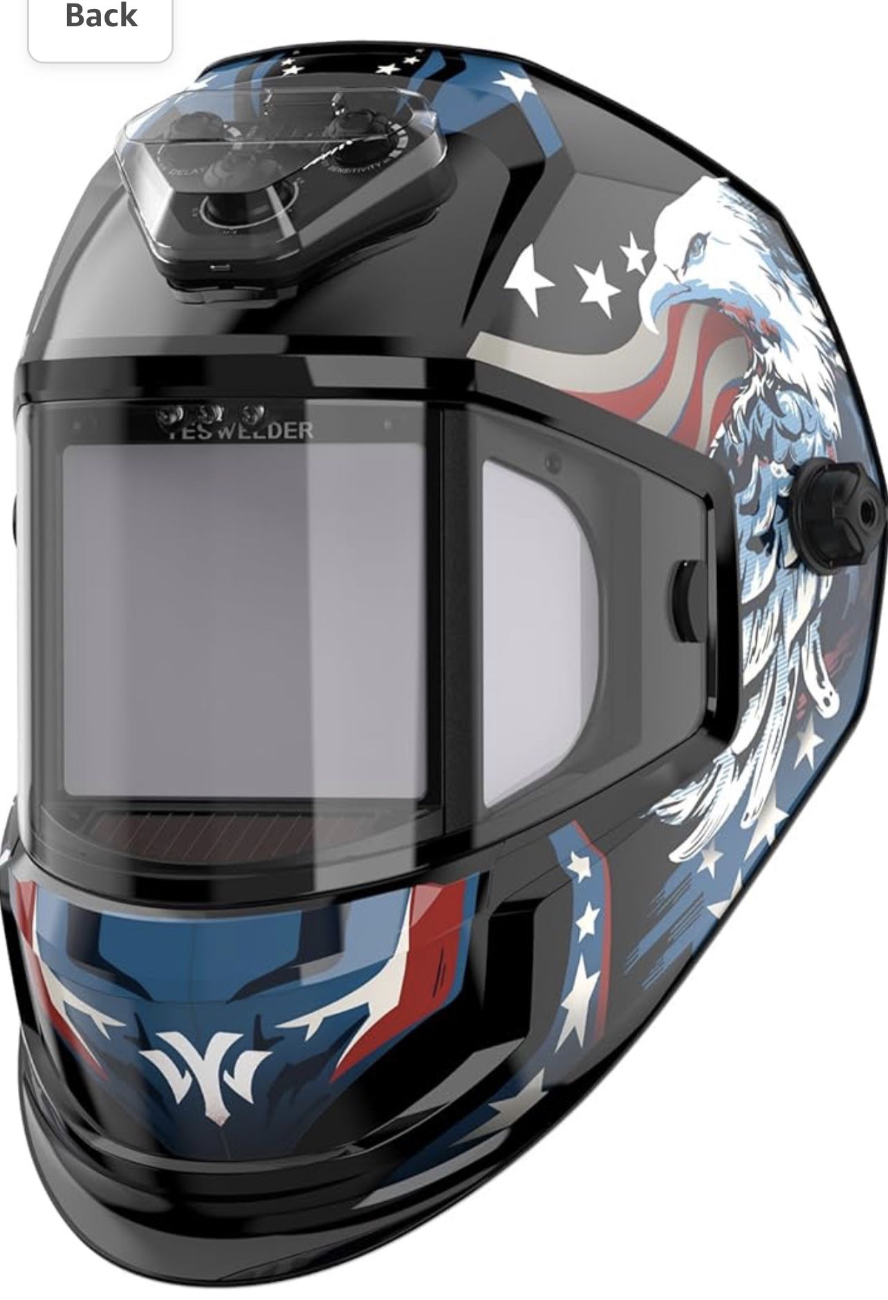 YESWELDER Panoramic View Auto Darkening Welding Helmet, Large Viewing True Color 6 Arc Sensor Welder Mask,LED Lighting & Type-C Charging