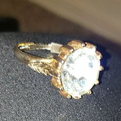 VINTAGE CZ COSTUME JEWELRY ADJUSTABLE RING 