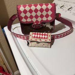 Pink Leather Cowhide Crossbody 