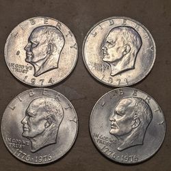 1971,1974 And 2 1(contact info removed) Bicentennial Eisenhower Dollar Coins