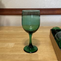 Vintage Libbey Juniper Green Wine Glasses/Goblets - 