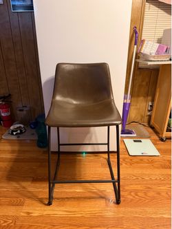Brown Leather Counter Height Stool