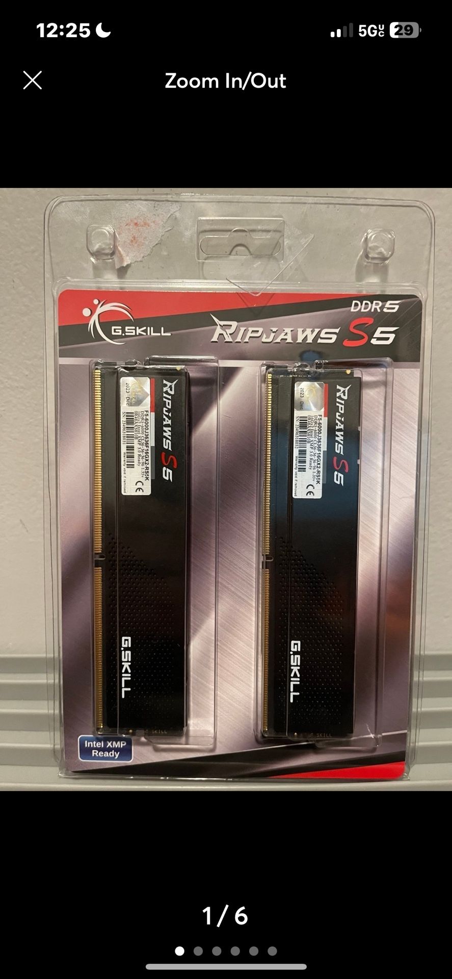 G Skill RipJaw S5 32GB DDR5 (2x16) Intel XMP 3.0 6000