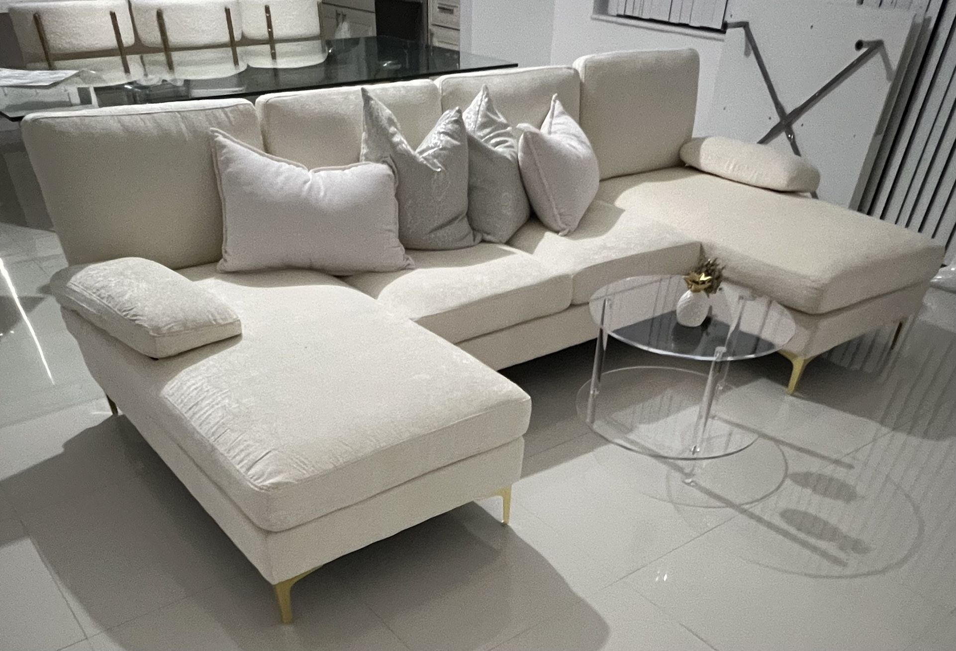 Sectional New Has Not Been Used. Only by the model who couldn’t resist. Available Today.