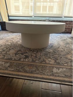 CB2 white concrete coffee table 32”