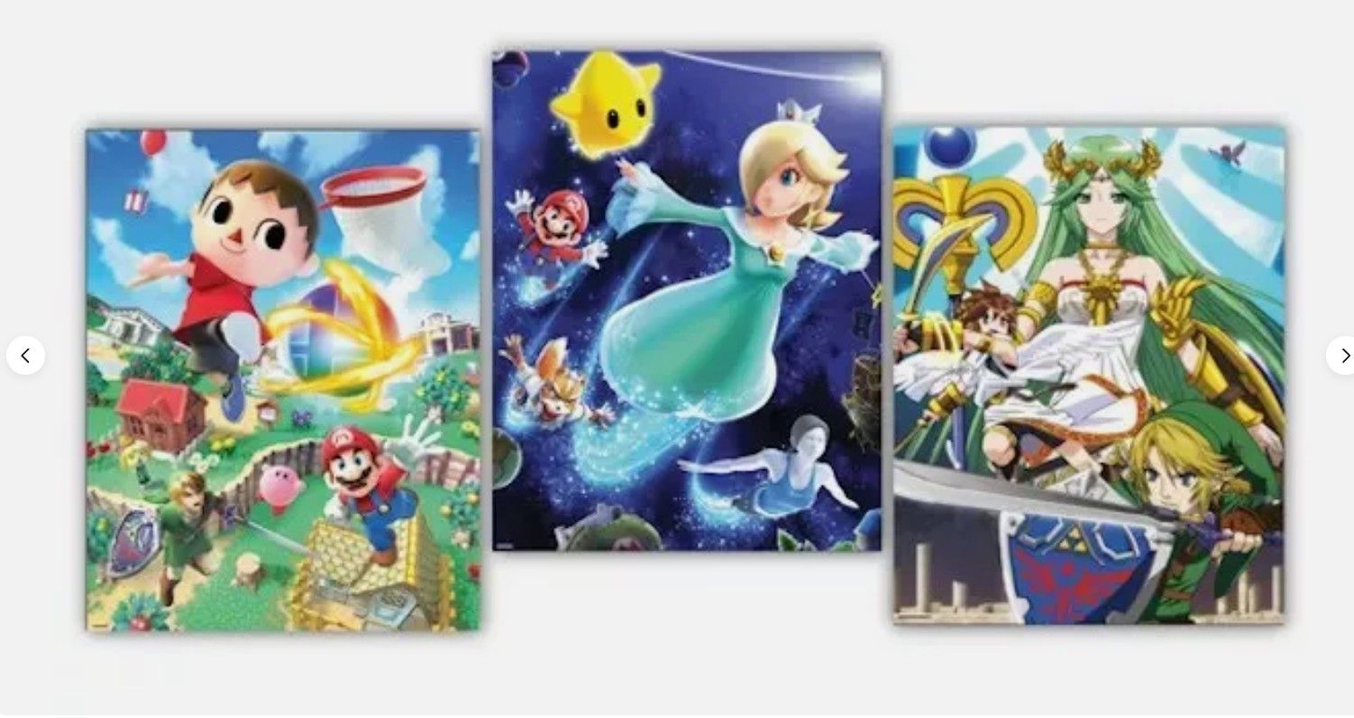 2014 Club Nintendo Poster Set - Super Smash, Kid Icarus, Mario Brand New Still Sealed