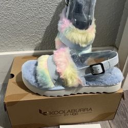Koolaburra by UGG Adjustable Slide Sandals Fuzz'd Out Slippers Size 10