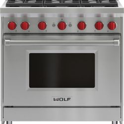 Wolf 36" Stainless Steel Pro-Style Liquid Propane Range New