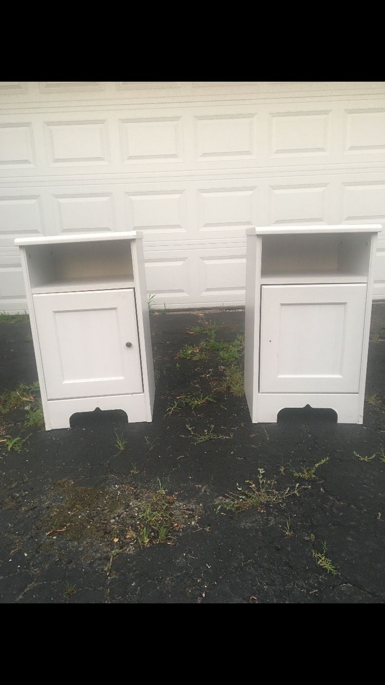 Two white end tables