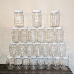 (24) 32oz Mason Jars with White Plastic Screw-On Lids