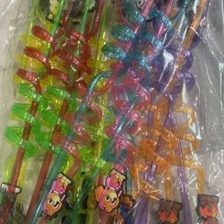 25 PCS Paw Dog Patrol Straws for Kids,Paw Theme Birthday Party Favor Supplies