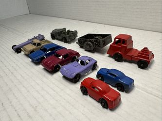 10 Vintage Diecast Car Lot - Tootsie, Midgetoy, Barclay