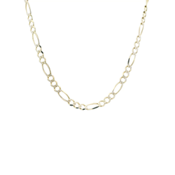 14K Yellow Gold 20.5" Diamond Cut Figaro Chain