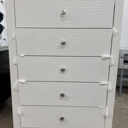White 5 Drawer Chest 
