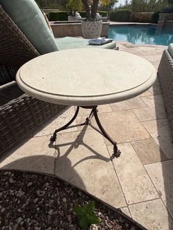 Outdoor Stone and Iron Side Table