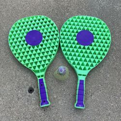 The Power Racquet Tennis Paddle Ball Badminton Vintage Pool Toys Lot of 2
