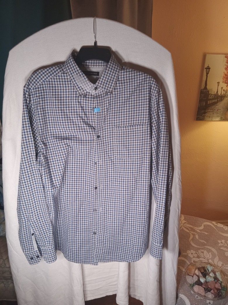 Banana Republic Mens Button Down Long Sleeve Plaid Shirt Sz XL