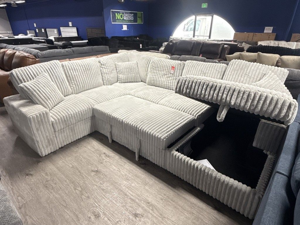 Take Home Pay Later Only $39 Down Payment 🔥 Modular Corduroy Fabric Sectional Couch Set 🌟