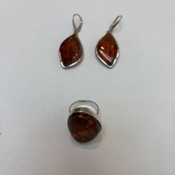 Amber Earrings & Ring 