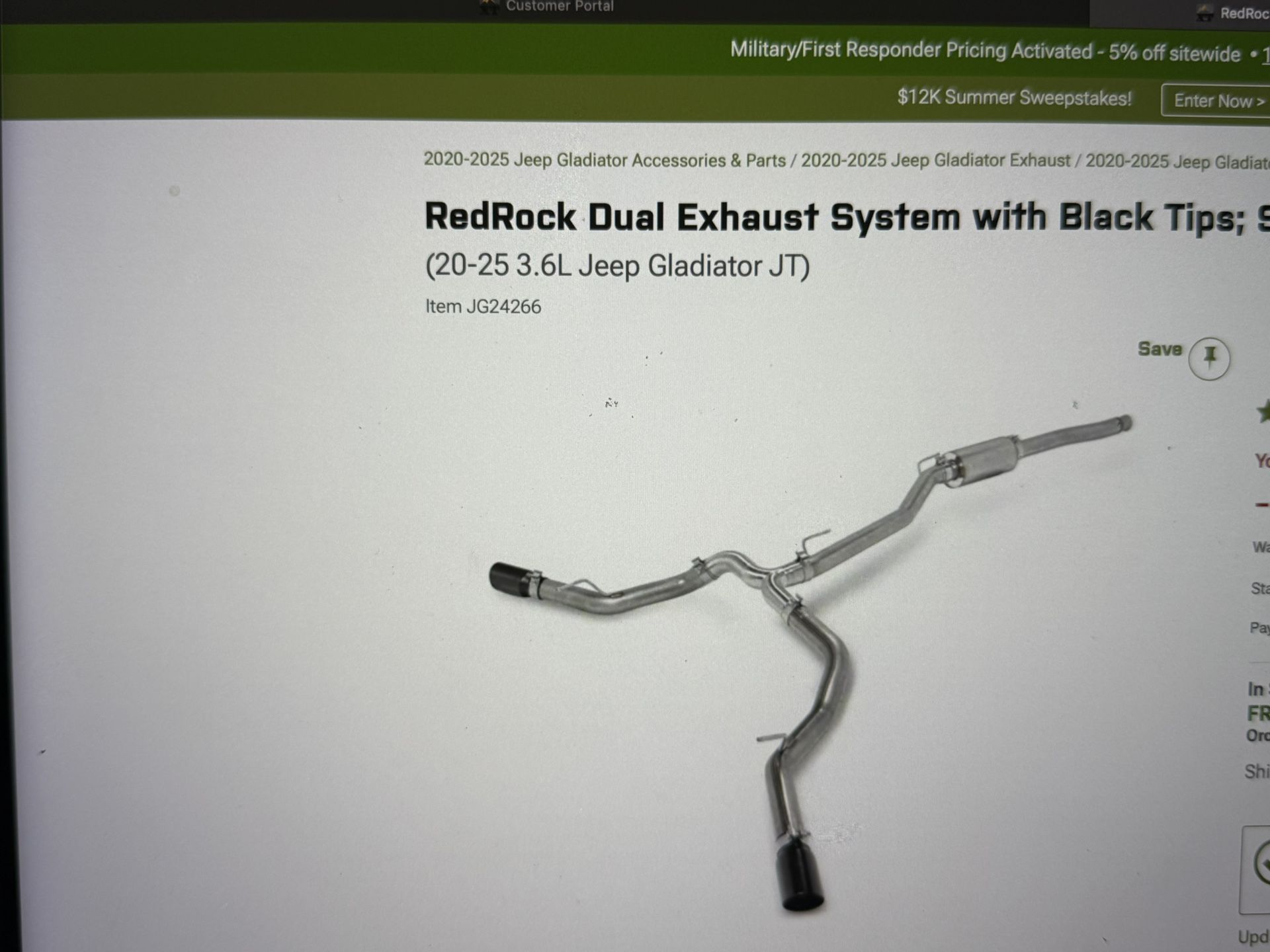 RedRock Dual Exhaust System with Black Tips; Side Exit
