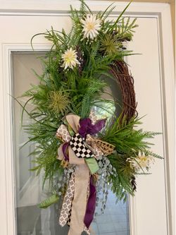 Handmade Floral and Greenery Grapevine Wreath