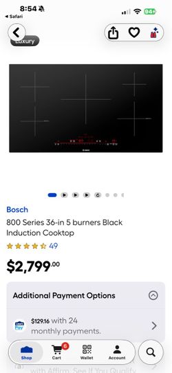 NEW BOSCH 800 SERIES 36”INDUCTION COOKTOP WITH A 5 YEAR EXTENDED WARRANTY FULLY TRANSFERABLE 8/8/26