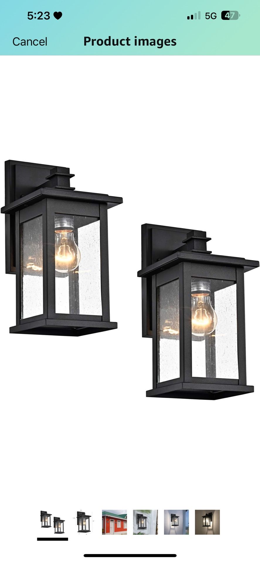 MICSIU 2 Pack Outdoor Wall Sconce, 12 Inch Black Exterior Light Fixtures with Clear Seedy Glass, Metal Outside Lights for House, Porch, Garage.