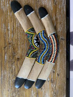 Art Bali Hand Carved Boomerang Wood Tribal
