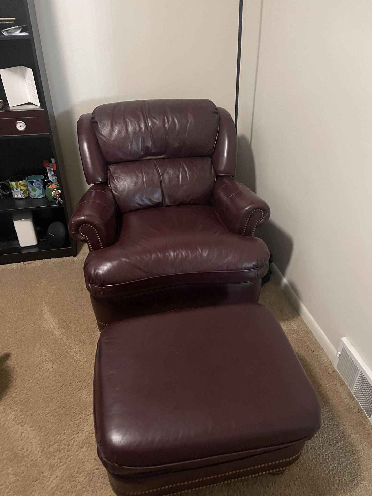 Hancock And Moore Burgandy Loveseat And Armchair