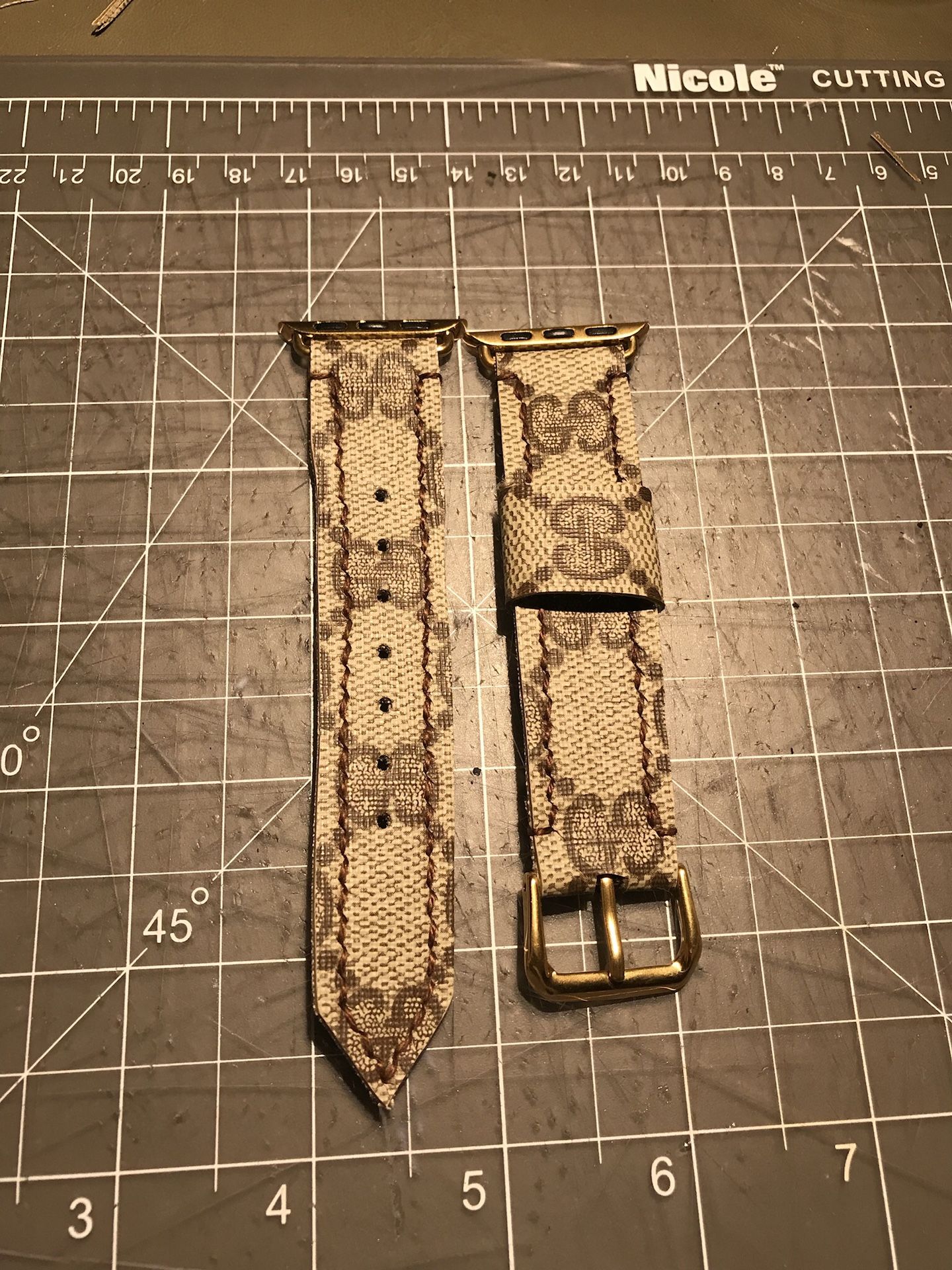 Designer Apple Watch Bands(Gucci,LV,MCM).. cut and made from real bags.
