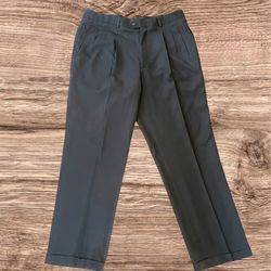 Angelo Rossi Men’s Black Dress Pants Size 36x32 Pleated Front Made in Italy