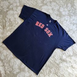 Men's T-Shirt Blue Majestic BREADLEY 25 RED SOX Sz.2XL 100% Cotton