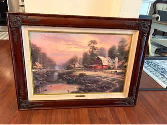 Thomas Kinkade Sunset at Riverbend Farm Framed Canvas Print 60/1240