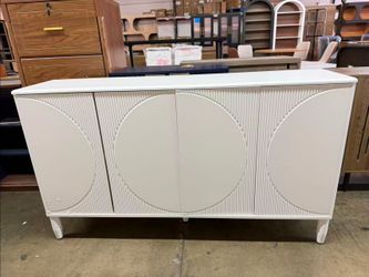 New assembled Sideboard Buffet Cabinet Stylish Buffet Cabinet with Symmetrical Pattern Modern Sideboard Cabinet with Pop-up Doors Wood Storage Cabinet