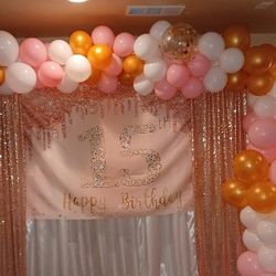 15 Rose Gold Banner With Slashand Crown