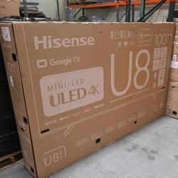 100 Inch Hisense 4K Mini Led  #100UK8  Retails For $2999.99 