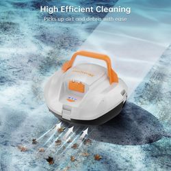 Robotic Pool Cleaner, Cordless Pool Vacuum Robot with 100 Mins Runtime, Fast Charging, Powerful Suction, Self-Parking