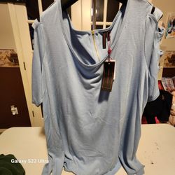 Forever Scarlett Light Blue Mid Sleeve Blouse with Relaxed Fit