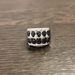 Sterling Silver Ring with Sapphire Deep Blue & Diamond like Stones Sz 7