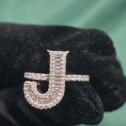 INTIAL "J" VVS D MOISSANITE  AND 925 STERLING SILVER 