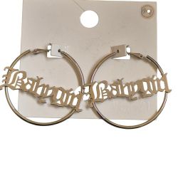 BABYGIRL Large Hoops Earrings Silver Tone Women's Teens Fashionable Flashy
