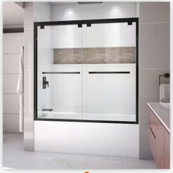 Brand New In Box  DreamLine Encore 60 in. x 58 in. Semi Frameless Sliding Tub Door in Matte Black 