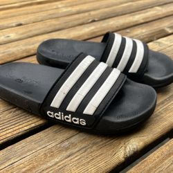 Adidas 3-Stripe Slides, Black And White, US Size 2